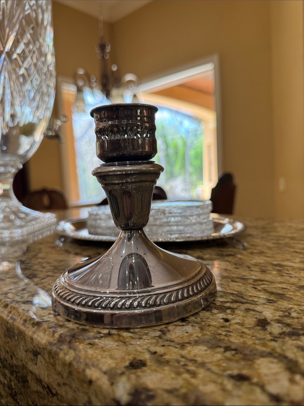 Classic Silver-Tone Decorative Candle Holder